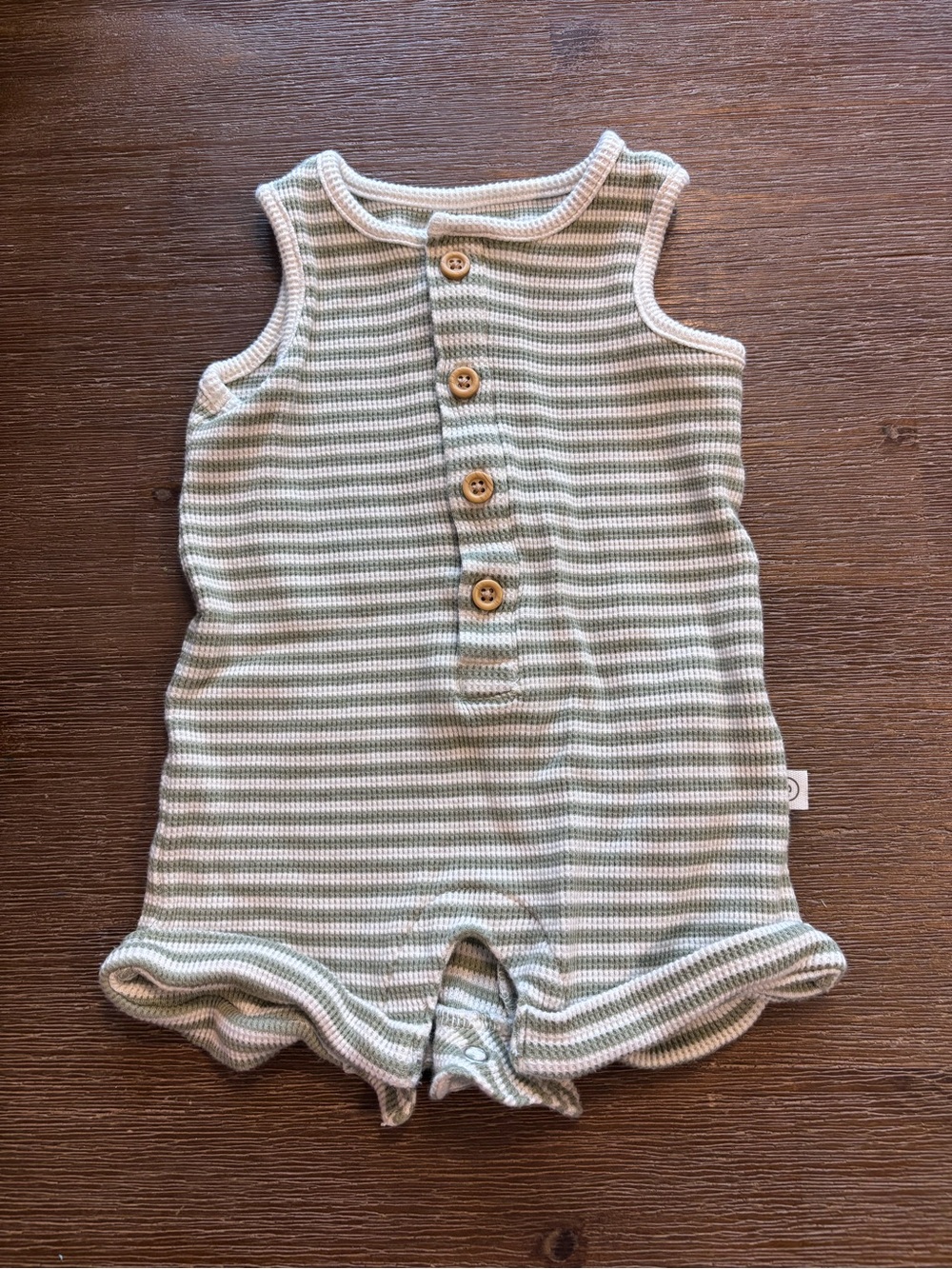 Carter's Green & White Striped Sleeveless Baby Romper